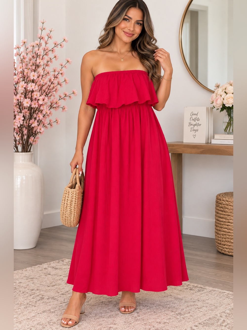 Zenana- Strapless Maxi Dress- Ruby